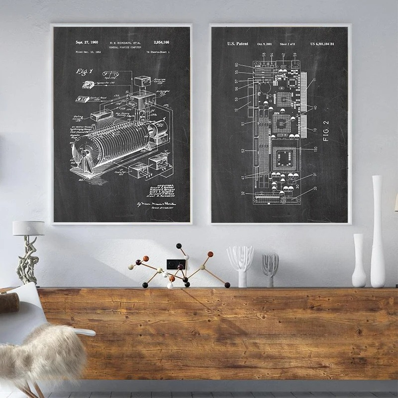 6Pcs Vintage Computer Patent W - Tech Office Wall Art incelemesi ve fiyatı