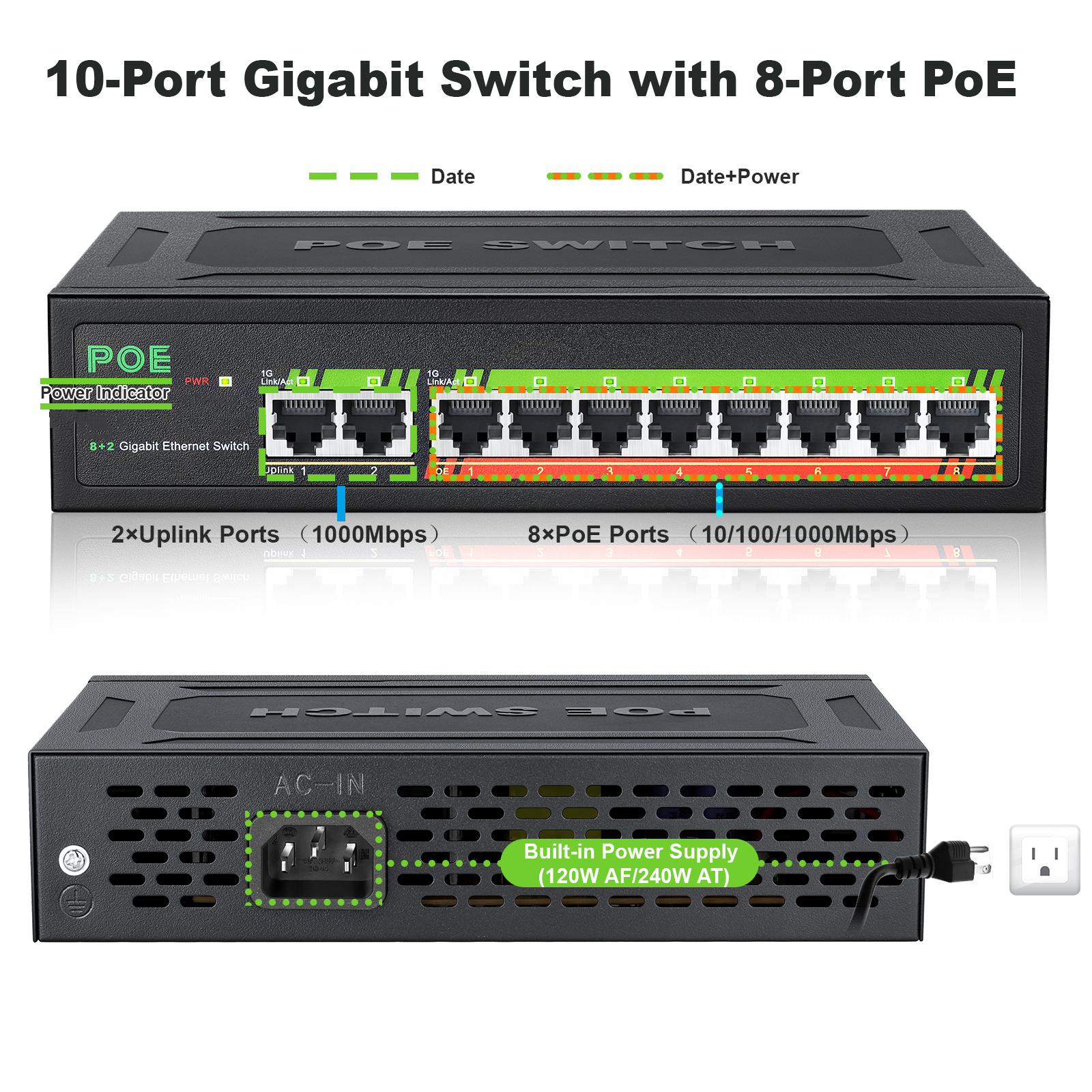 10 Ports Gigabit Switch1000Mbp - Ethernet Switch 8 Port incelemesi ve fiyatı