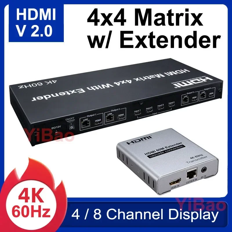 4K 60Hz 4X4 Matrix HDMI2.0 4x4 - Ethernet Switch 8 Port incelemesi ve fiyatı