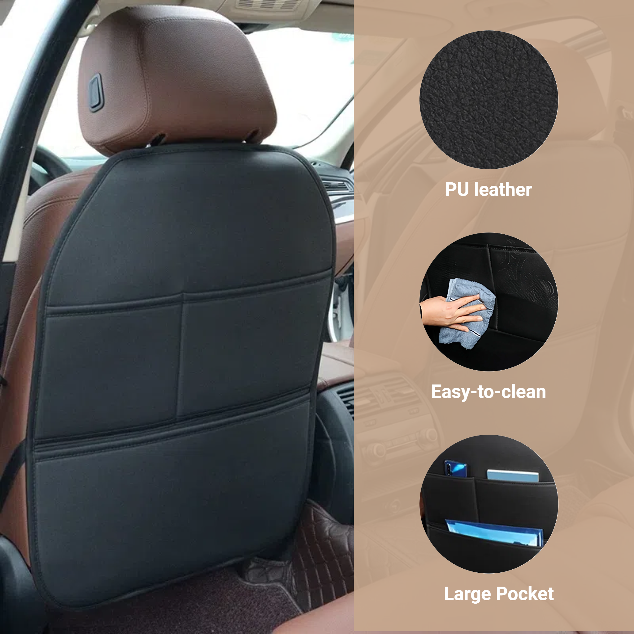 PU Leather Car Seat Back Prote - Surge Protector Rack incelemesi ve fiyatı